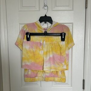 Juicy Couture Pink and Yellow Tie-Dye Hoodie